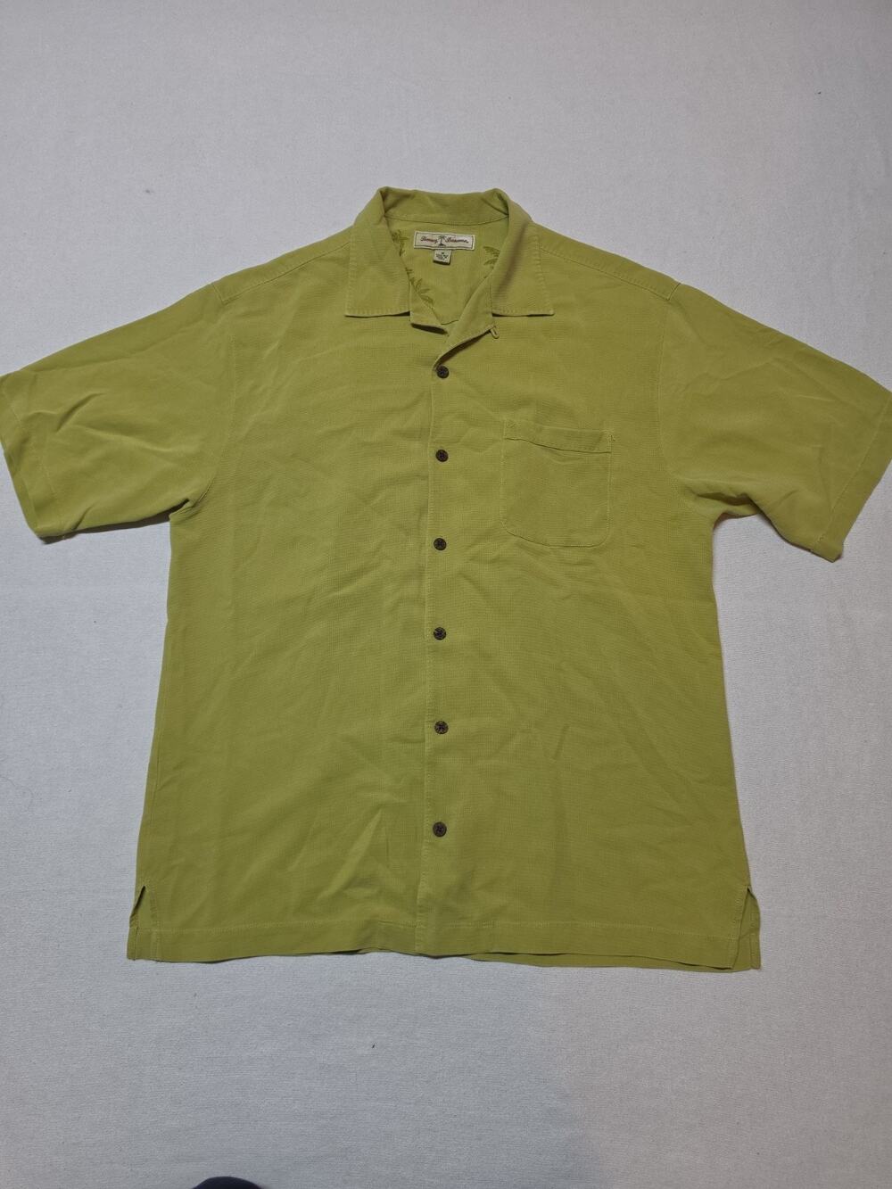 Tommy Bahama Men’s Silk Camp Shirt Size M Green Short Sleeve Button Front